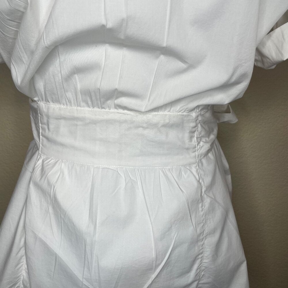 Calvin Klein Utility Shirt Dress White Cotton Belted Safari Cargo Mini L - Picture 7 of 13